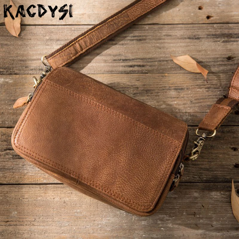 

100% Genuine Cow Leather Original Vintage Men Small Crossbody Bag High Quality Tote Messenger Satchel Purse Leisure Shoulder Bag