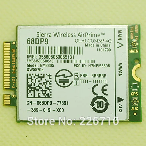 Wifi карта DW5570e EM8805 Sierra Wireless AirPrime 68DP9 M.2 для Dell Venue 8 и 11 Pro # WWAN HSPA + (NGFF) DW5570 DW5570E|card|card