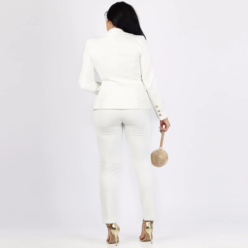 Plus size black white women 2 two Piece Set Blazer+long pant Suits female coat jacket suit elegant casual fashion bodycon outfit