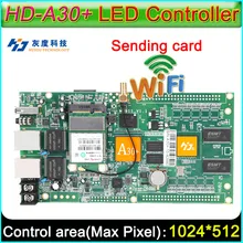 Full Color Cartão de Controlador Assíncrono, HD-A30 + WiFi display grande cartão de envio, DIY LEVOU controlador de tela