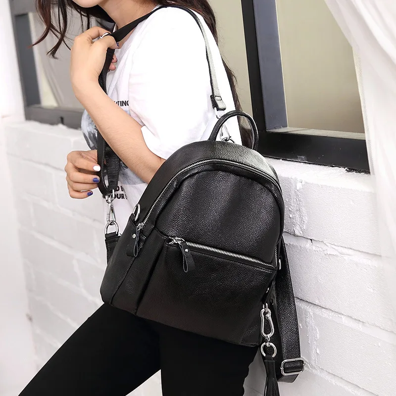 

Fashion Minimalist Atmospheric suture Decoration leather backpack women luxury brand Travel bag Large capacity Schoolbag