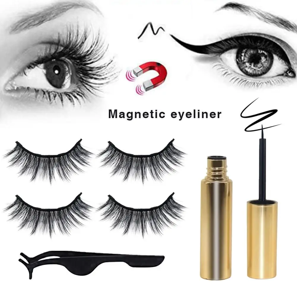 

Magnetic liquid Eyeliner False Eyelashes Tweezer Set Eye Lashes Waterproof Kit