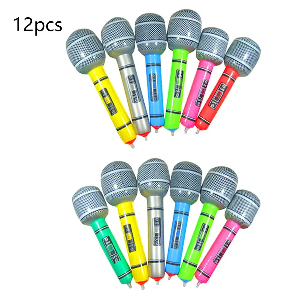 

12pcs/lot Inflatable Microphone for Children Intelligence Development Learning Music Sing Microphone Play Toys
