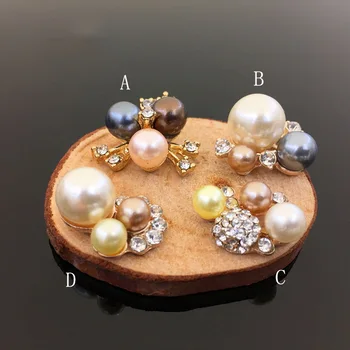 

Hot Sale wholesale 20pcs/lot Pearl Wedding Diamond Button Flatback Button rhinestone Button Crystal DIY craft Accessories YC20