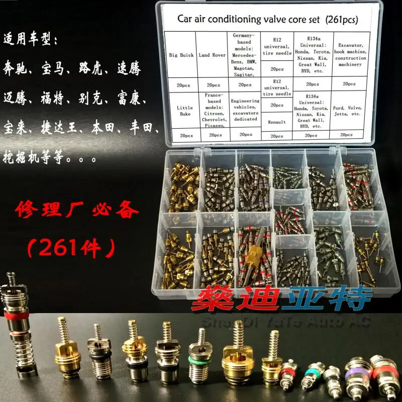 261 pieces Automotive air conditioning valve core cool air valve needle refrigerant needle