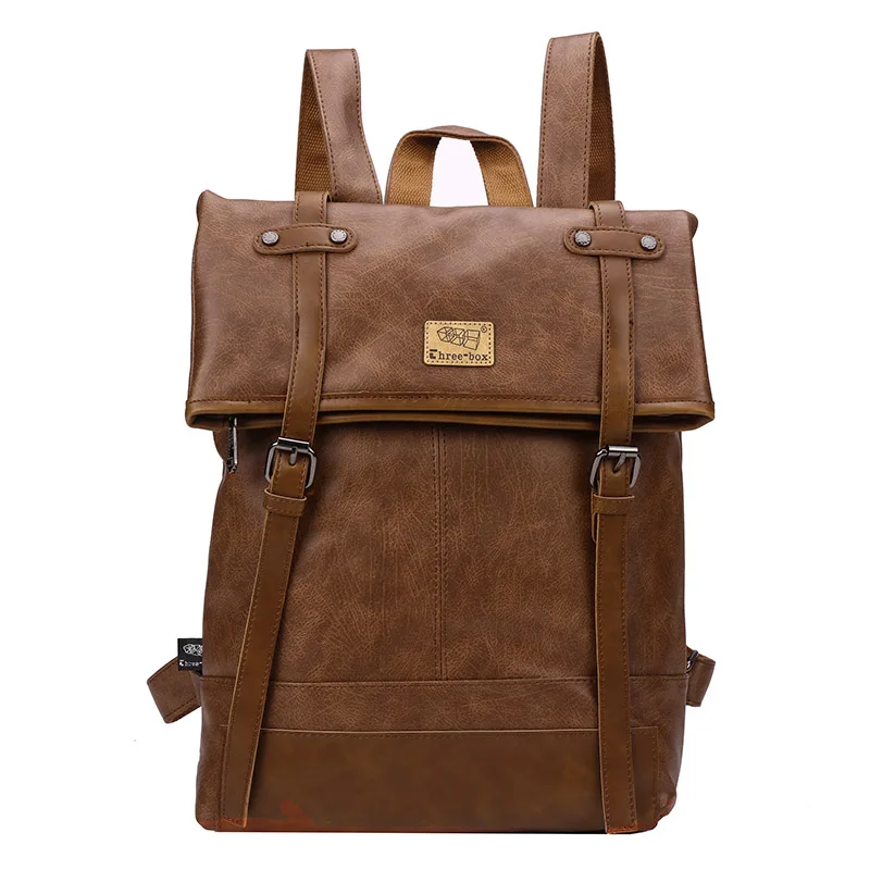 Брендовый винтажный Большой Вместительный мужской кожаный рюкзак с тремя ящиками для путешествий, повседневный мужской кожаный рюкзак Mochila - Цвет: Хаки
