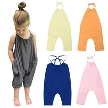Комбинезон с ремнем на подтяжках, летняя одежда для девочек, Свободный комбинезон-шаровары, цельный повседневный комбинезон, комбинезон для девочек 1-7 лет