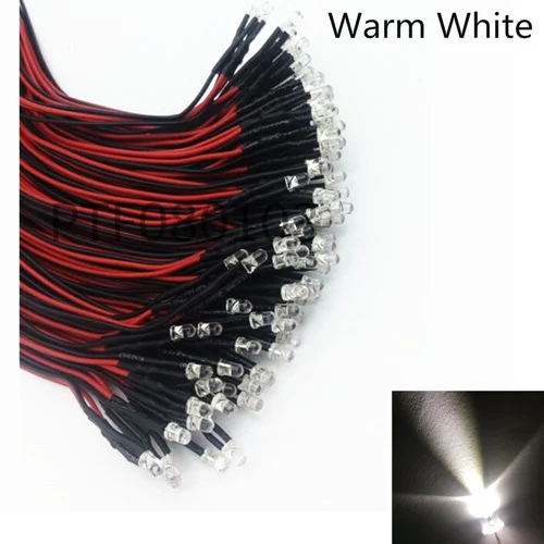 50 шт много 20 см Предварительно Проводная 3 мм 5 мм светодиодный свет лампы Prewired светодиоды для DIY украшения дома DC12V - Испускаемый цвет: Warm White