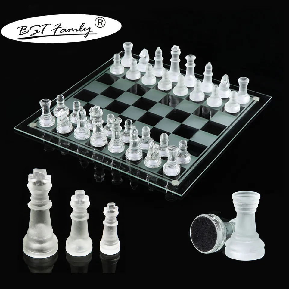 BSTFAMLY Chessman шахматная игра международные шахматы стекло шахматная фигура не складной шахматная доска орнамент 20x20/25x25/35x35 см I31