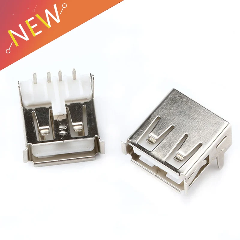 

10pcs USB 2.0 4Pin A Type Female Socket Connector G54 2 Feet 90 Degree Data Transmission Charging Plug Adapter PCB SDA Cable