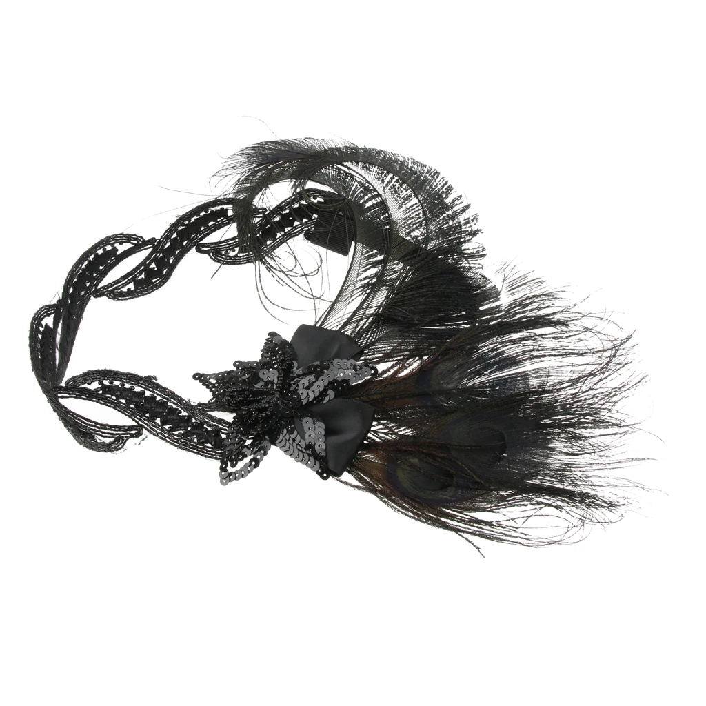 Tribal Style Flapper Headpiece Roaring 20s Feather Headband Gatsby Peacock Feather Headband Headwear Accessory 