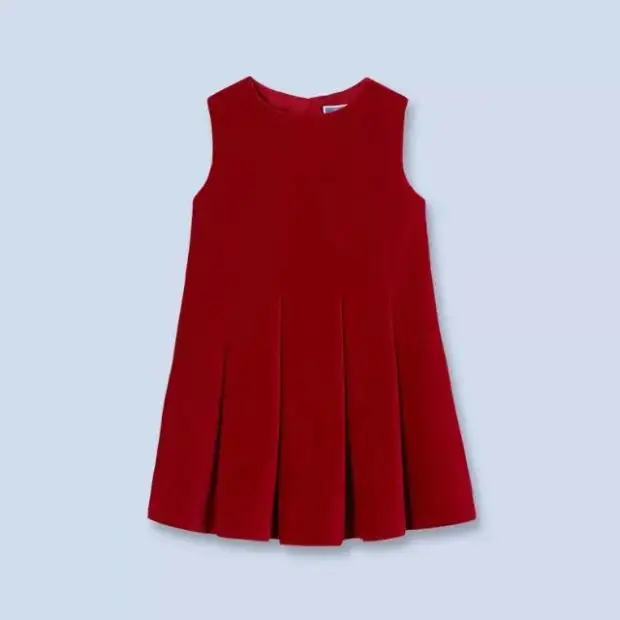 new year spring 2016 new corduroy Pleated Dress Dress Red Princess Dress