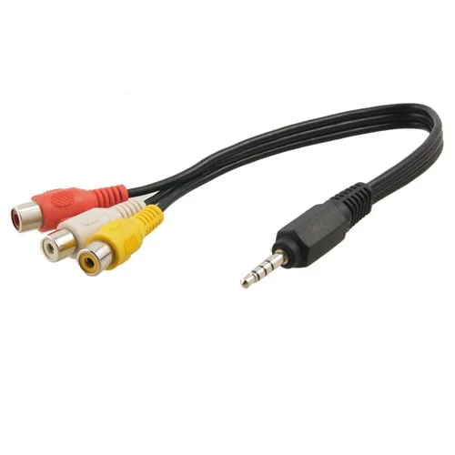 

AUTO New 25cm/ 10" Black 3.5mm Plug Male to 3 RCA Female Adapter Audio Video Cable