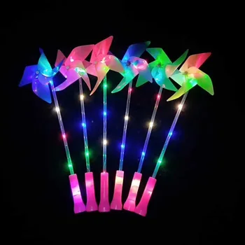 

250pcs/lot LED Windmill With Handle Colorful Flash Pinwheel Children Toys For Festival Event Promotation and Decorations