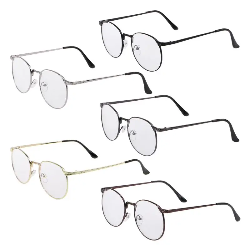 

Retro Round Metal Full Frame Glasses Lightweight Frame For Men Women Fashion Eyewear Anti-fatique Protector Case New 2019
