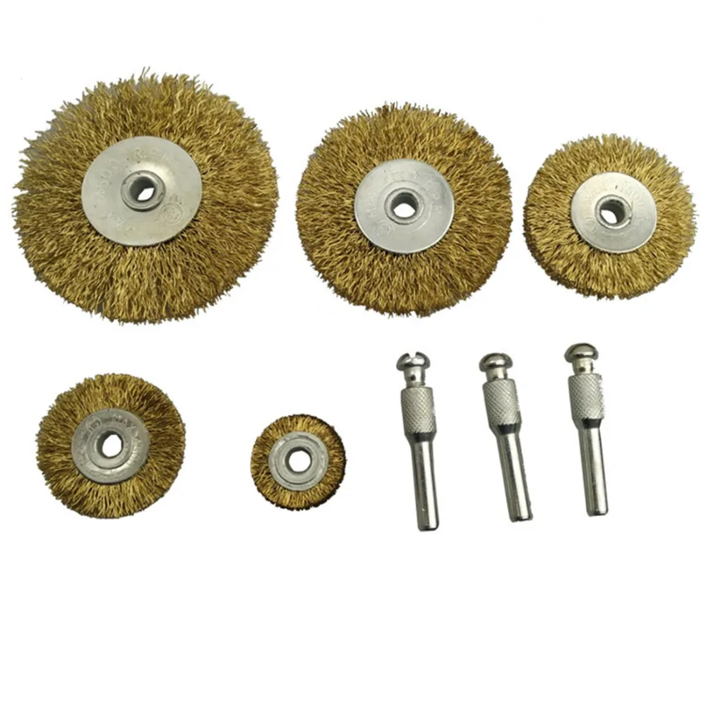 

8pcs Flat Steel brush Wire wheel Brushes Grinder Rotary Tool Dremel Accessories for mini drill Polishing burr engraver abrasive