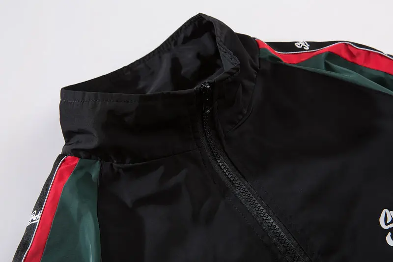 Sleeve Ribbon Color Block Zip Track Jackets 7