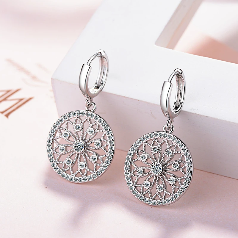 

Original Creative Real 925 Sterling Silver Dreamcatcher Round Stud Earrings For Women Fashion Silver 925 Jewelry Gift E630