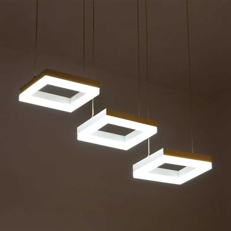  Fashion rectangle ring pendant lamp led dining room suspendu lamp restaurant living room long cord  - 32803258540