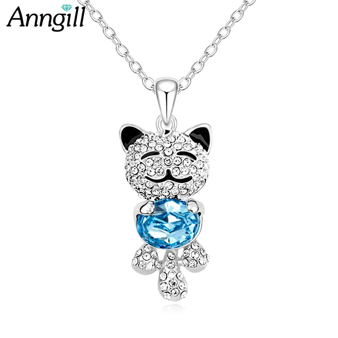 

ANNGILL Brand Design Women Cat Necklace Crystals from Swarovski Necklaces & Pendants Fashion Animal Jewelry Bijoux Accessories