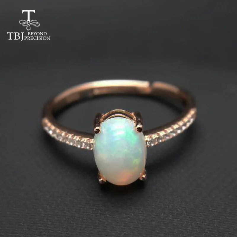 

TBJ,100% natural ethopian opal ov6*8 gemstone ring in 925 sterling silver precious stone jewelry with gift box,elegant design