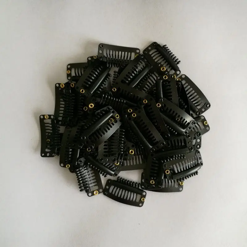 50pcs High Quality 9 straight Teeth Black Color Wig Clip Stainless