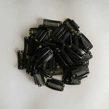 

50pcs High Quality 9 straight Teeth Black Color Wig Clip Stainless Steel Hair Extension Clips
