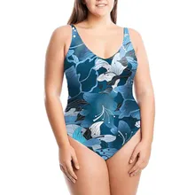 Цельный купальник женский плюс размер ретро женский цельный плюс размер Печатный пуш-ап бикини пляжный монокини купальник# XTN