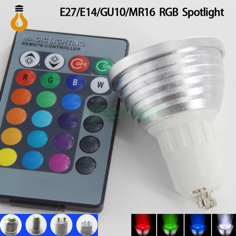 Новинка 2016 1 шт./лот 9 Вт RGB E27 E14 MR16 GU10 16 Цвета светодиодный свет лампочка лампа