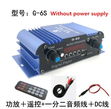 Мини G-6S DC12V 50 Вт+ 50 Вт Bluetooth Автомобильный домашний компьютер USB SD FM Радио MP3 плеер цифровой усилитель музыкальный динамик с регулировкой высоких басов