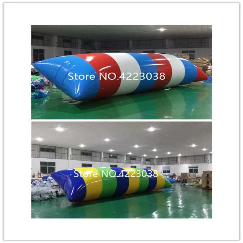 

Free Shipping 4m 5m 6m Inflatable Water Blob Jump Pillow Inflatable Water Game Toy 0.9mm PVC Inflatable Catapult Bag