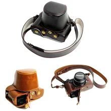 Роскошный чехол из искусственной кожи для камеры Olympus PEN-F ручка F сумка для камеры с ремешком открытая батарея дизайн черный кофе коричневый