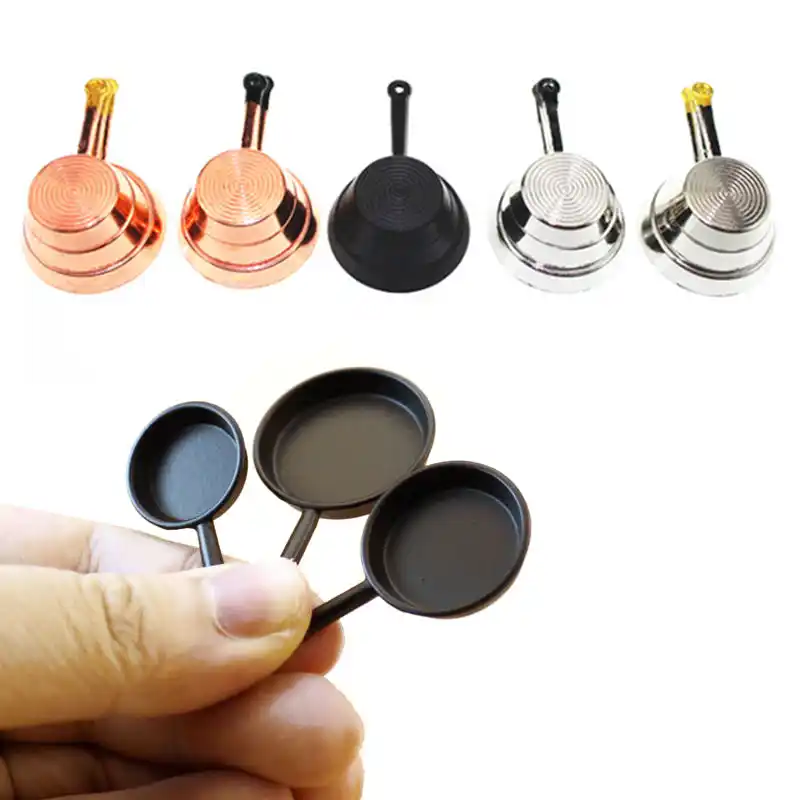 3 pçs escala 1:12 casa de bonecas em miniatura metal fritadeira frigideiras cozinhar panela panelas cozinha acessório 5 cor