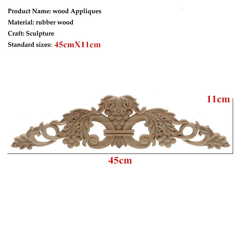 45cmX11cm Резьба по дереву, мебель, винтажный домашний декор, украшение сада, аксессуары для дома, массивная деревянная аппликация, резной цветок, миниатюрная деталь - Цвет: 45cmX11cm