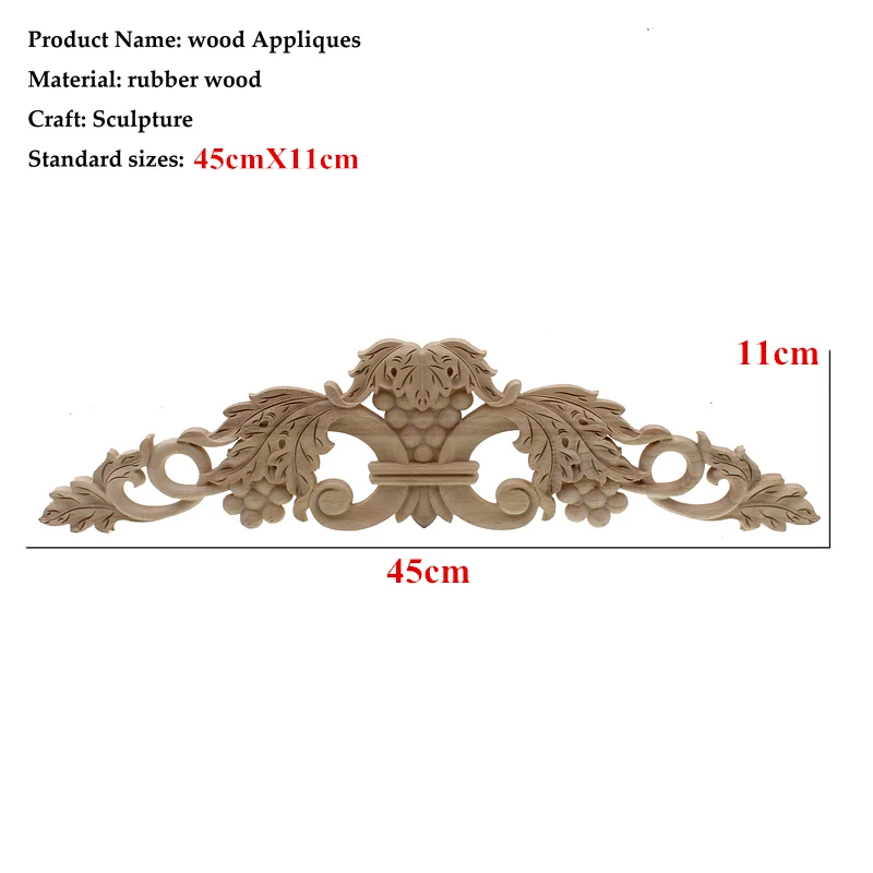 Резьба по дереву, мебель, винтажный домашний декор, украшение сада, аксессуары для дома, массивная деревянная аппликация, резной цветок, миниатюрная деталь - Цвет: 45cmX11cm