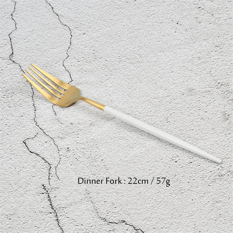 Белая ручка Золотой Dinneware комплекты с ножом вилки черпаки набор столовых приборов отель 304 нержавеющая сталь Западная чайная ложка набор