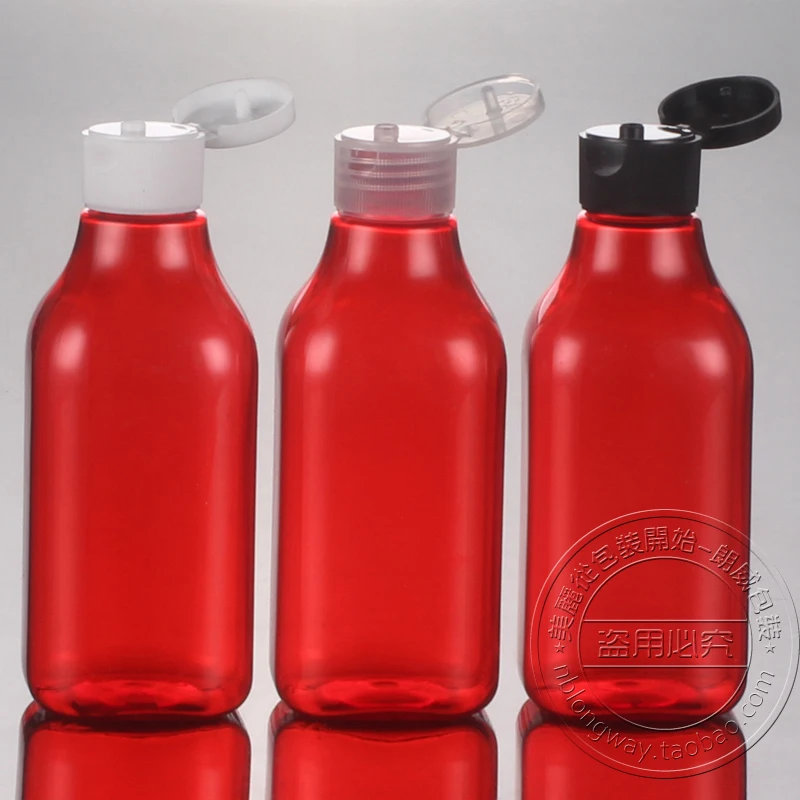 Empty Shampoo Bottle In Red 200ML Plastic Cosmetic Bottle With Flip Top