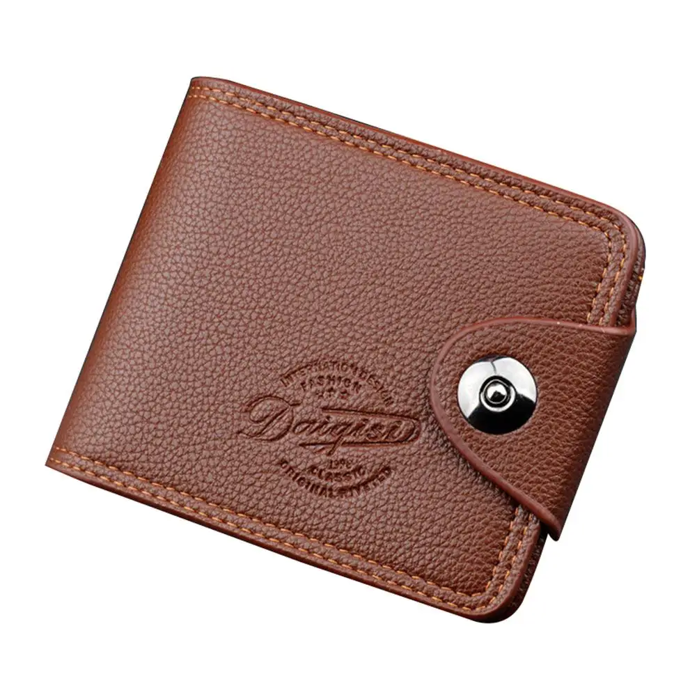 

Business Men Bifold Leather Snap Button Short Wallet Man ID Cash Card Holder Purse Coin Purses Pockets Wallet for Men