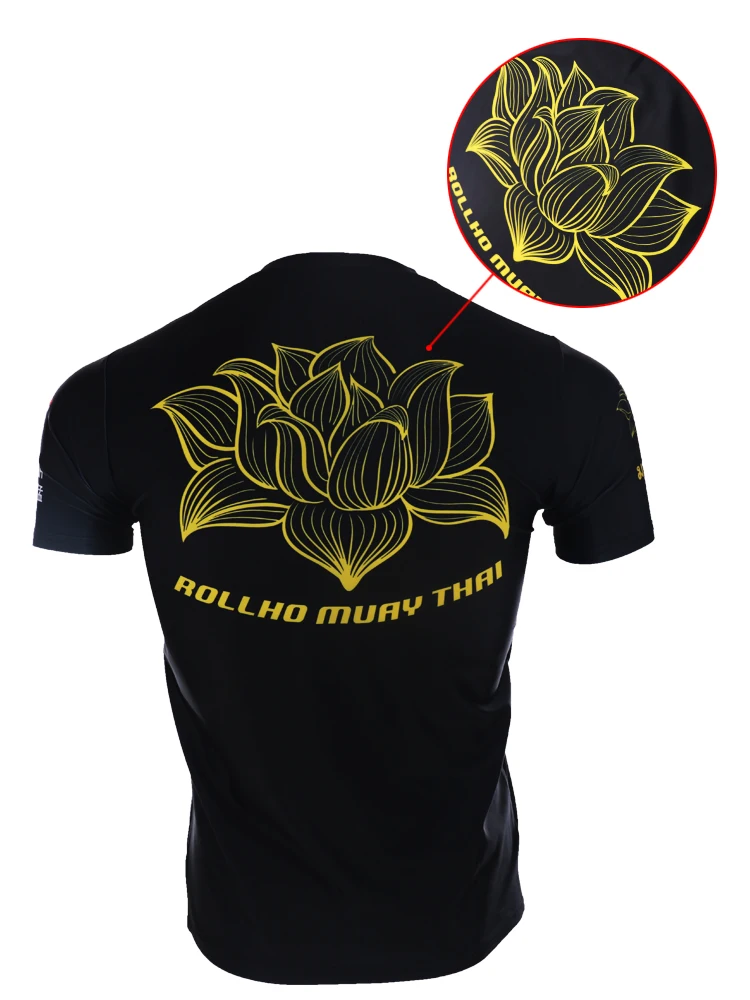 Лето ROLLHO Lotus с коротким рукавом MMA борьба Спортивная футболка UFC тренировка фитнес