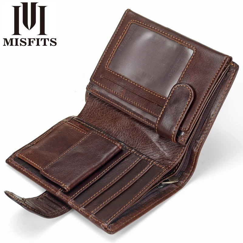 MISFITS Men Wallet Genius Leather Portfolio Brand Designers Male Clutch Wallets Money Pocket Large Capacity Coin