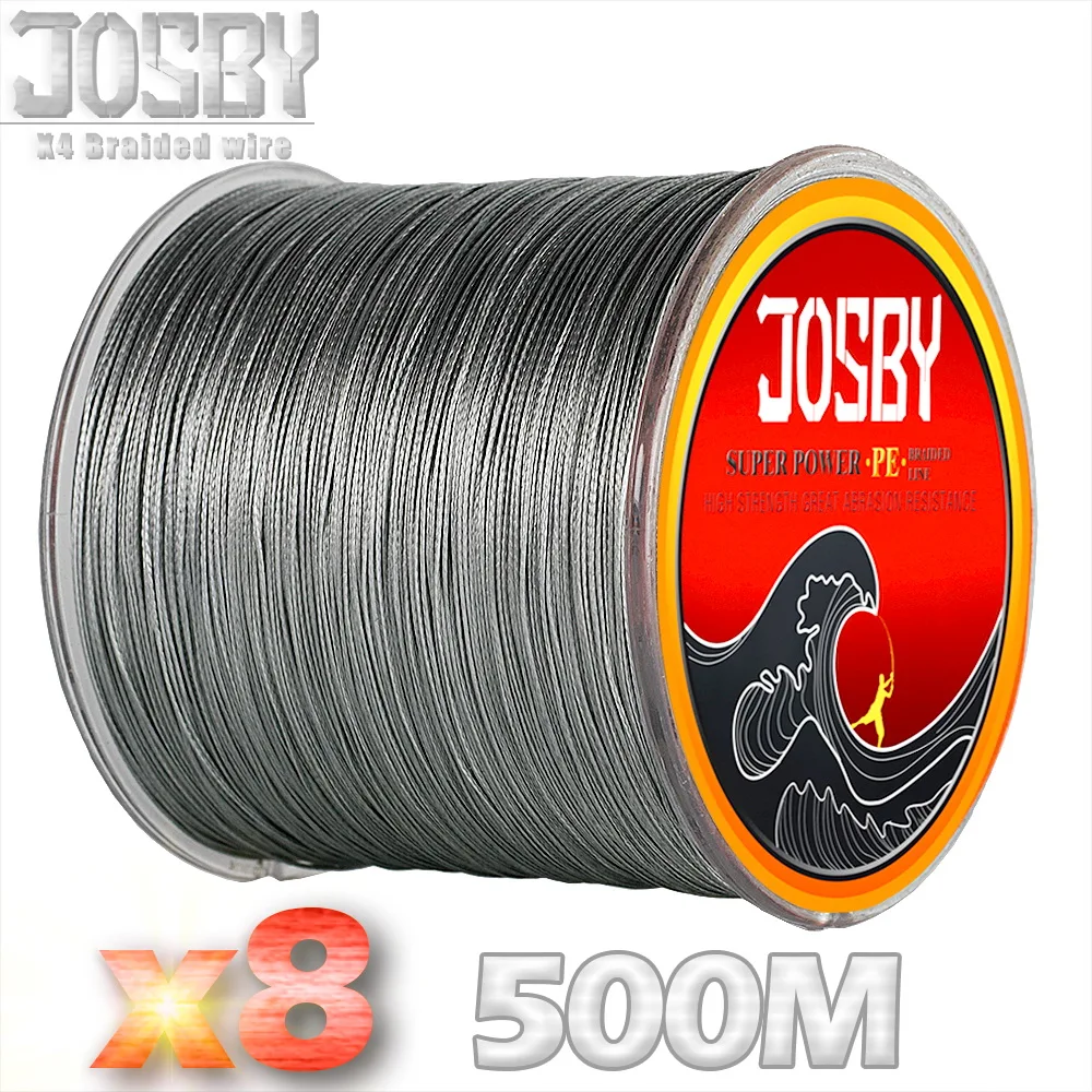 JOSBY Strand Japan Super Strong PE Braided Fishing Line Multifilament Fishing Line 500m Braid Thread Black 8 Braid 12LBS-78LBS