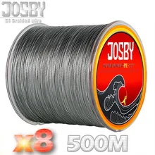 JOSBY Strand Japan Super Strong PE Braided Fishing Line Multifilament Fishing Line 500m Braid Thread Black 8 Braid 12LBS-78LBS