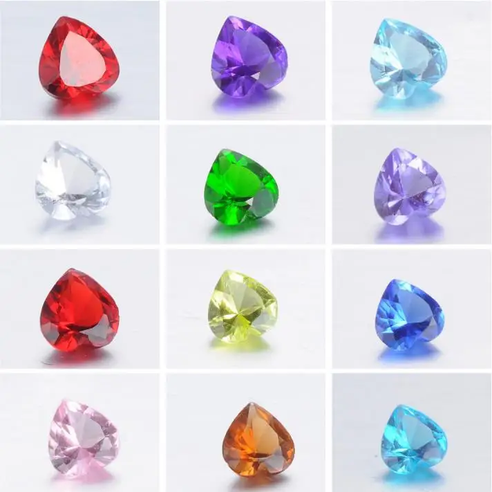 

200 pcs per bag mixed colors Transparent Crystal mixed color 5mm Birth stone heart shape DIY charms for floating locket