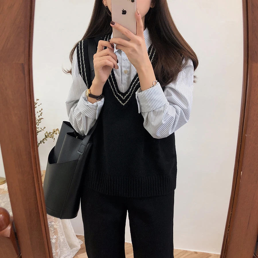 Autumn Winter Women Sweater vest Knitted Jumper Warm Female sweater vest sherpa vest puffer vests vest for women sleeveless Autumn Winter Women Sweater vest Knitted Jumper Warm Female sweater vest sherpa vest puffer vests vest for women sleeveless