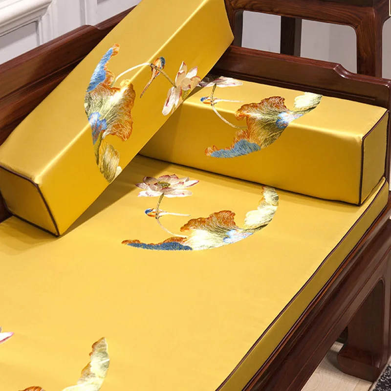 Китайский роскошный чехол для подушки с вышивкой листьев лотоса птицы Подушка Рождественская Подушка Cojines Decorativos Para диван