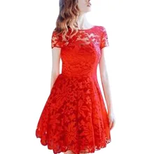 New Summer font b Women b font Floral Lace font b Dress b font Short Sleeve