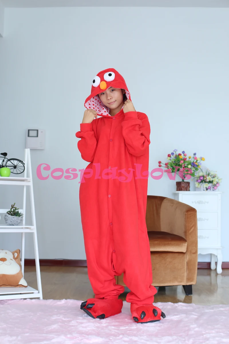 Red Sesame Street Elmo Pajamas Animal Cosplay Costume Kid Adult Pajamas