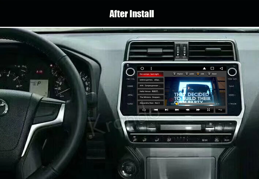 Top Krando Android 7.1 10.1" full touch car navigation radio gps for toyota prado 2018 multimedia system WIFI Bluetooth Playstore 2