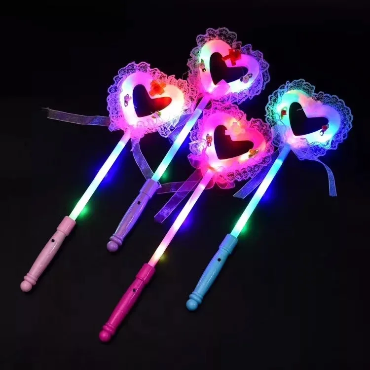 Светящаяся палочка с кружевом в форме сердца волшебная палочка светящаяся палочка реквизит для болельщиков на дни рождения фестивали