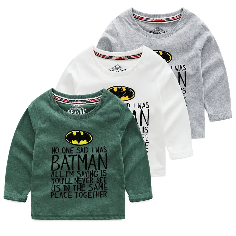 

2018 Autumn Baby Boy Tops Long Sleeved T-shirt Batman Tee Shirt Cotton Boys Sweatshirt 6-11Year
